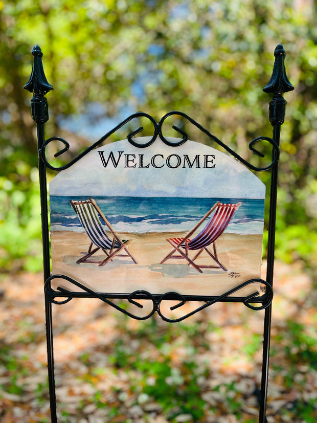 Canvas Beach Chairs Garden Sign