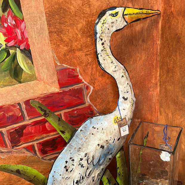 Metal Heron Hand Hammered